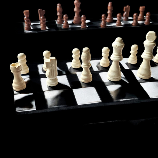 19" Wooden Laminated Chess board with wooden chess pieces and pouch (WL-WOF-01)