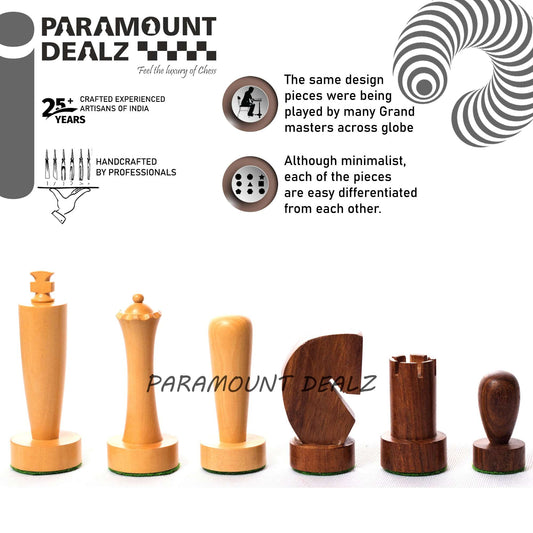Berliner 19th Century series Chess pieces in Indian Rosewood & Maple wood – 3.75″ King