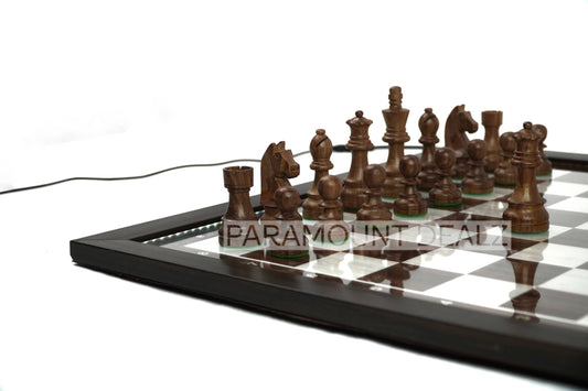 Futuristic LED Backlight Wooden Laminated Chess Set with Wooden Handcrafted FIDE Standard Chess Pieces