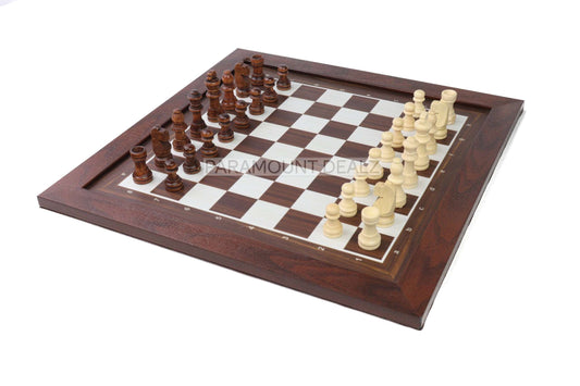 CHESS BOARD Wooden Laminated Chess Game Set - Hand Crafted with Wooden Chess Pieces - Perfect Gifts for Father's Day, Mothers Day, Friends, Boys and Girls