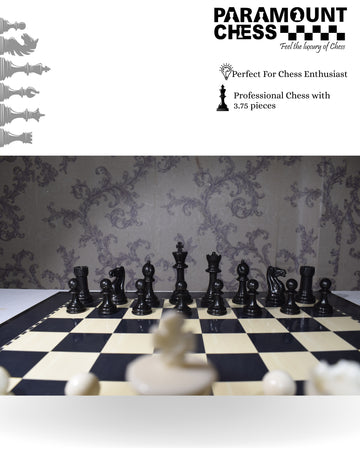 ♟️ Premium 19" Wooden Laminated Dotted Chess Board Set with 3.75" Plastic Chess Pieces & Velvet Pouch