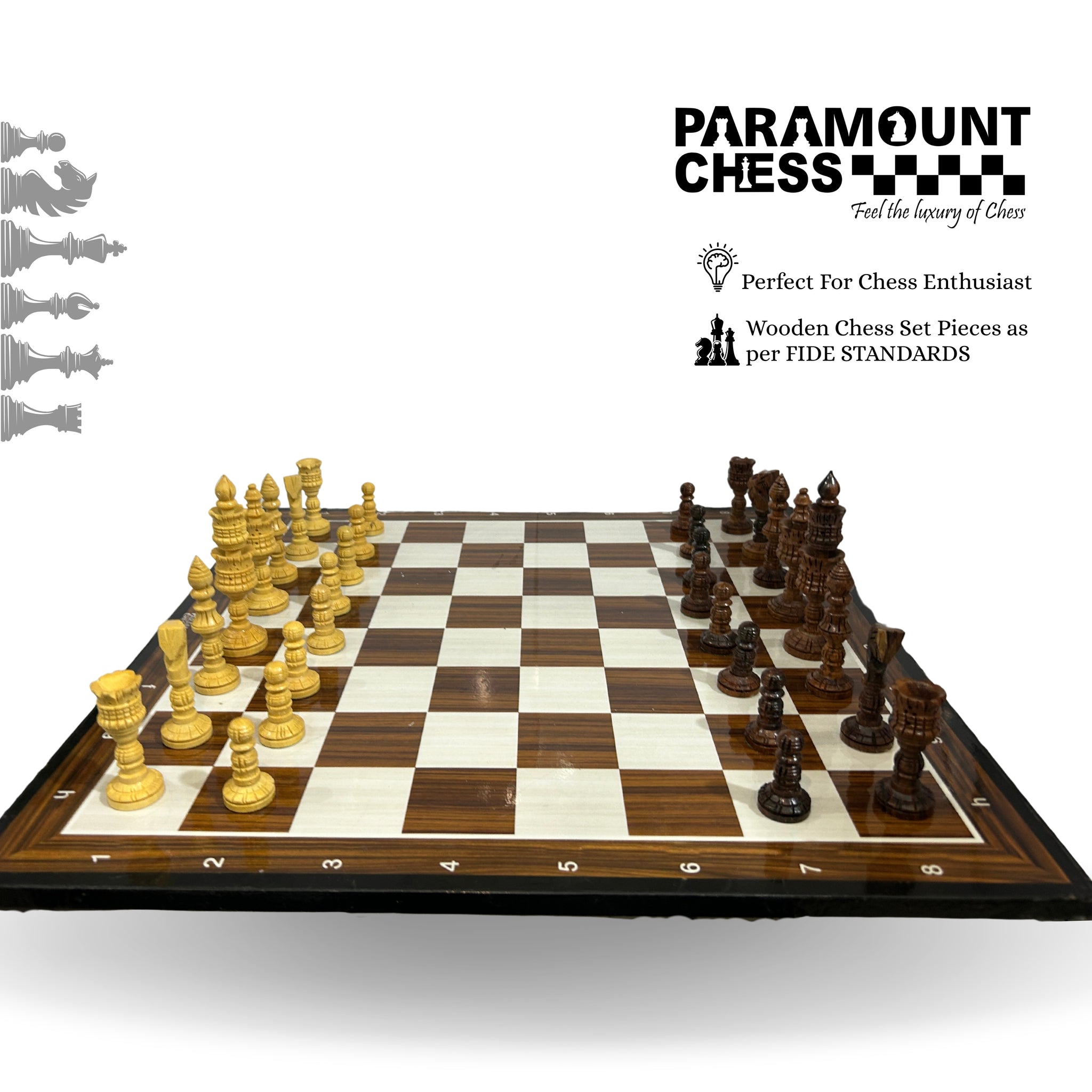 ♟️ Wooden Laminated 19″ Chess Board Game Set with 4.5″ Lotus Design Wooden Chess Pieces 🎯