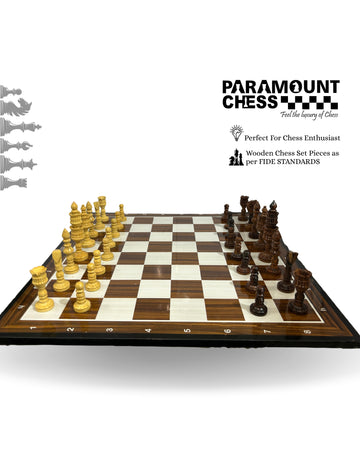 ♟️ Wooden Laminated 19″ Chess Board Game Set with 4.5″ Lotus Design Wooden Chess Pieces 🎯