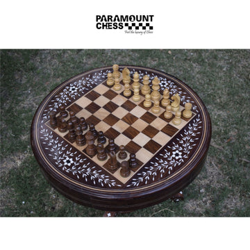 ♟️ Premium Wooden Inlay Chess Table with 3 Inch German Wooden Chess Pieces | Luxury Handcrafted Chess Set ✨