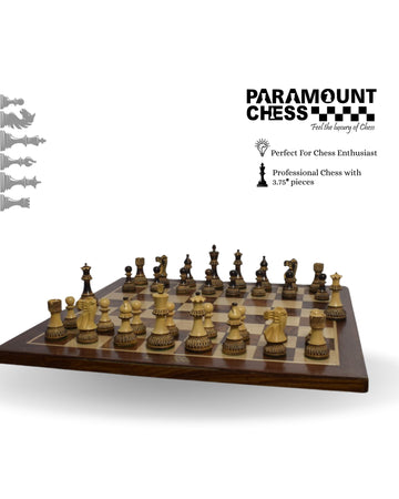 The 3.75" Burnt Zangreb GrandMaster Chess Set Combo - Board, Pieces, Pouch & Box