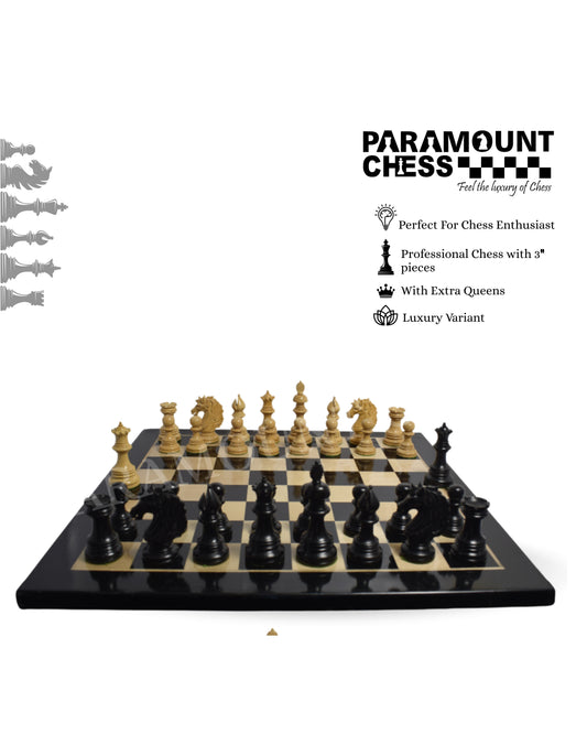 ♟️ 21” Luxury Ebony Wooden Chess Set with 4.25” Emperor Series Chess Pieces & Leatherette Box 🪵✨