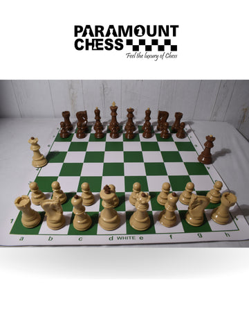 18” / 20” Green Chess Mat ♟️ | 3.75” Russian Style Super Weighted Plastic Pieces 🏆 | 2 Extra Queens ♛ | Complete Set with Chess Bag 🎒 & Mat Pouch