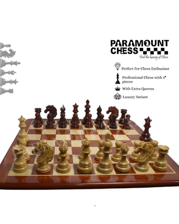 ♟️ 21” Luxury Budrosewood Chess Set with 4.25” Emperor Series Wooden Chess Pieces & Leatherette Carry Box 🪵✨