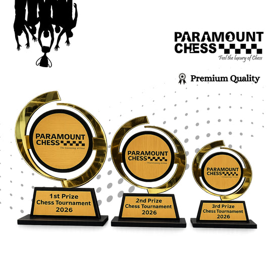 (WT-2640)🏆 Paramount Victory Trophy Series ♟️✨–🏆 Set of 3 Premium Chess Tournament Trophies – 1st, 2nd & 3rd Prize Award Set