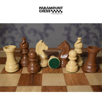 ♟️ Grand Master Edition Standard Plastic Chess Pieces – Yellow & Brown | 2.25" King Height | Includes 2 Extra Queens | Without Chess Board