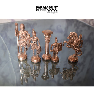 ♟️ Paramount Roman Brass Metal Chess Pieces Set | Copper & Silver Finish | Premium Luxury Staunton Style | Without Board