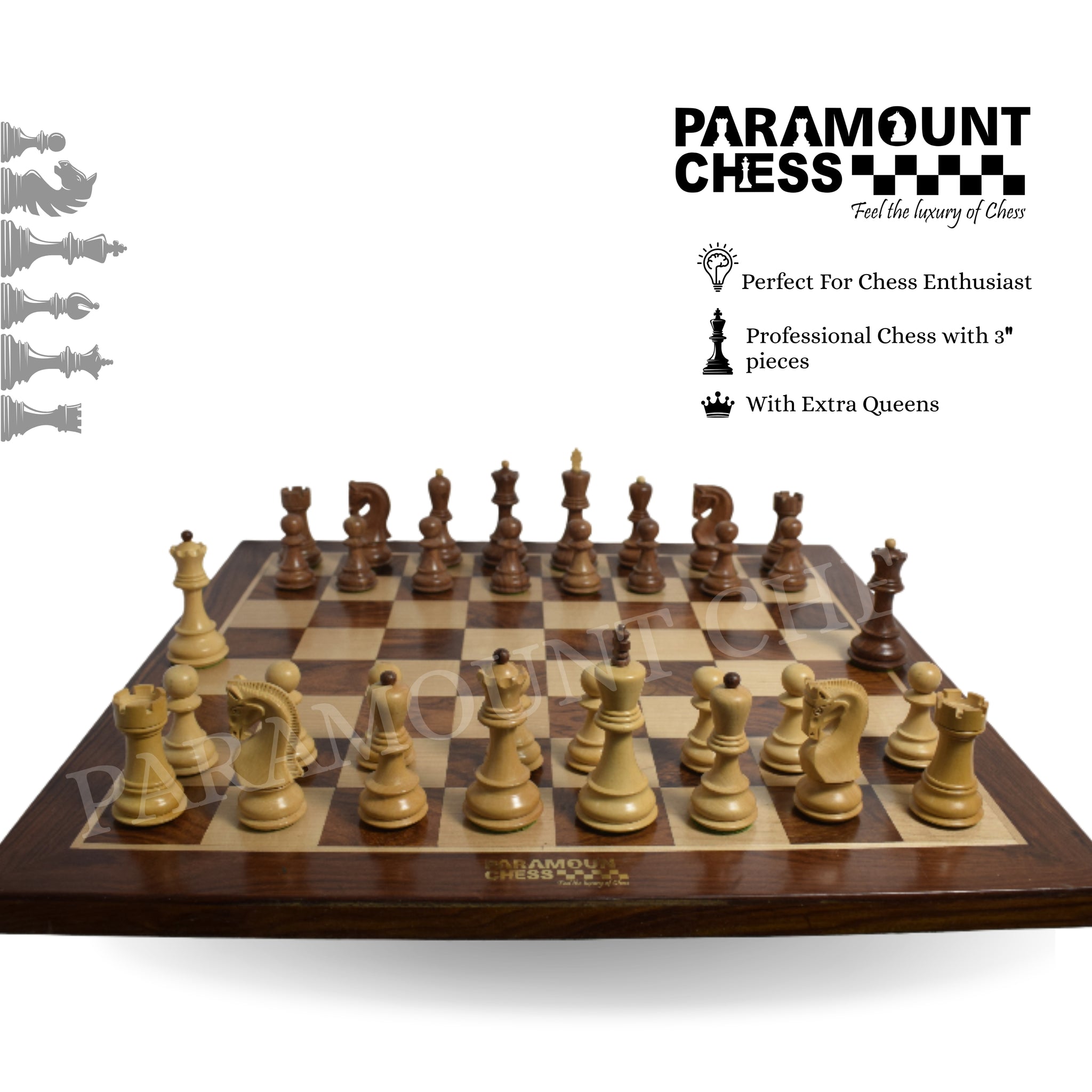 21" Wooden Chess Board Game Set with Russian Chess Pieces | Superior Finish Handcrafted from Indian Rosewood, Box Wood and Maple Wood