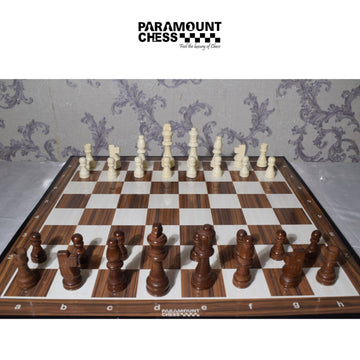 19" Wooden Laminated Chess board with wooden chess pieces and pouch (WL-WOF-01)