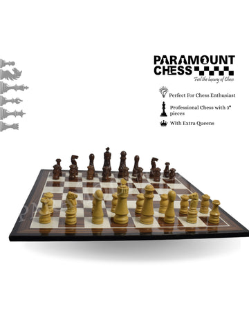 19" Wooden Laminated Chess Board Game with Japanese Style Handcrafted Chess Pieces - Travel Friendly Chess Masterpiece | Made from Engineering Wood