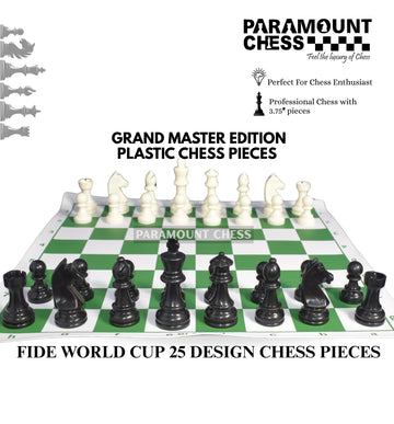 Grand Master Edition Standard Vinyl Chess Set with 2 Extra Queens & Chess Bag (available in 18 Inches and 20 Inches) - 3 Colors (Green, Blue and Black)