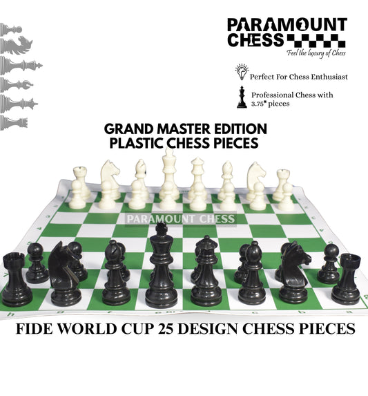 Grand Master Edition Standard Vinyl Chess Set with 2 Extra Queens & Chess Bag (available in 18 Inches and 20 Inches) - 3 Colors (Green, Blue and Black)