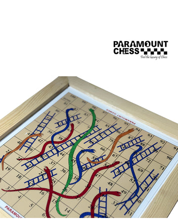 14" Premium Wooden Snakes & Ladders Board with Plastic Coins & Dice – Classic Family Game Set 🐍🎲
