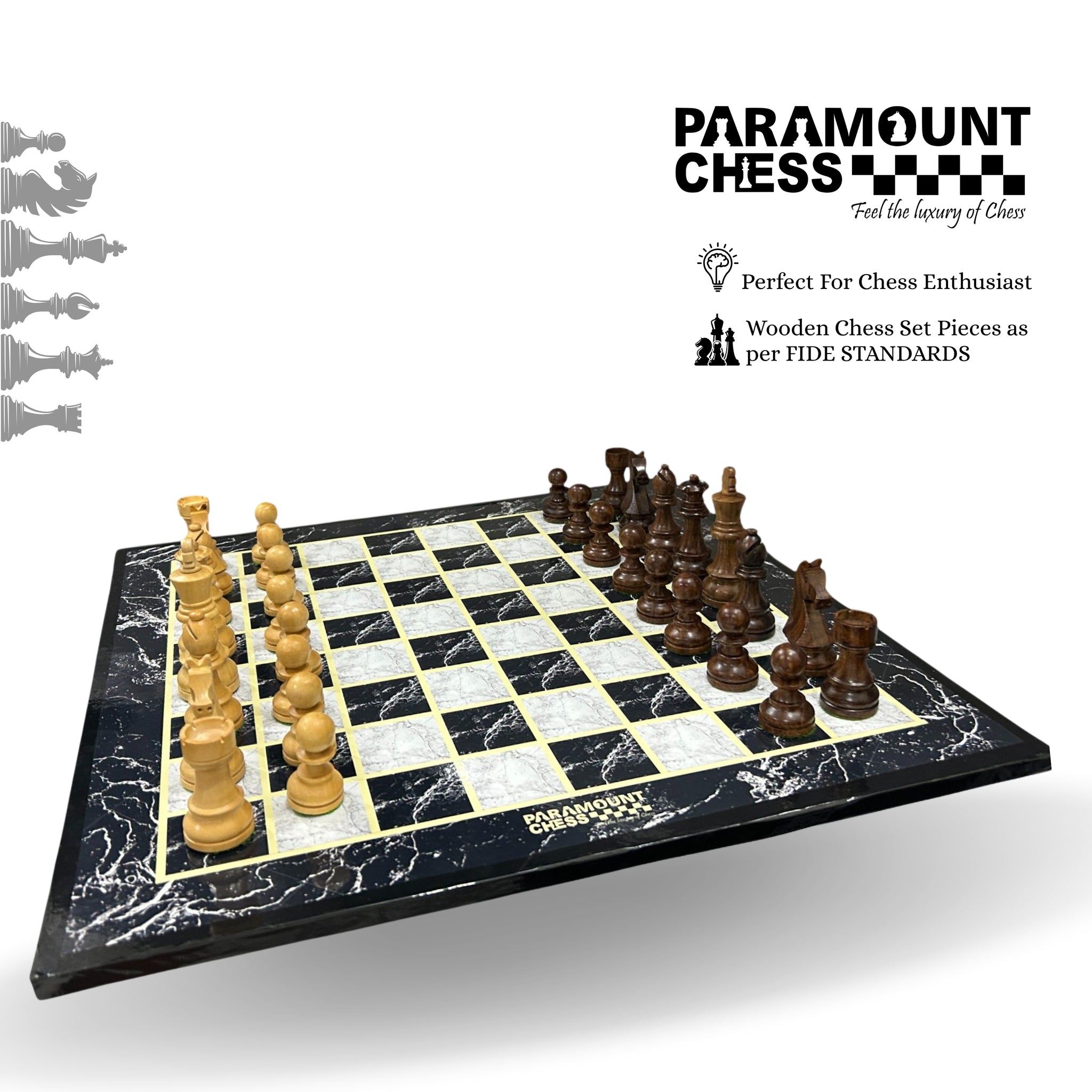 Wooden Laminated 19" Chess Board Game Set - Handcrafted with 3.75" Wooden Chess Pieces