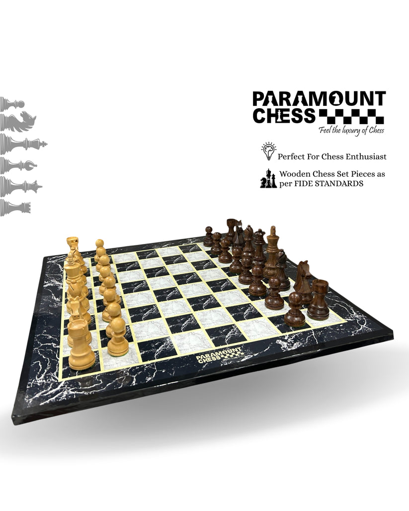 Wooden Laminated 19" Chess Board Game Set - Handcrafted with 3.75" Woo