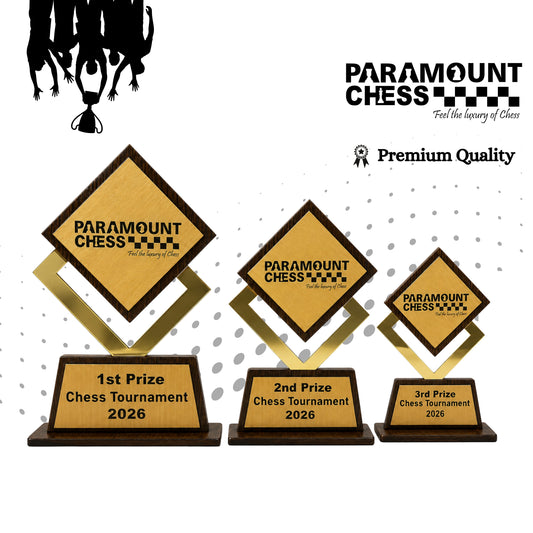 (WT-2638)🏆 Paramount Victory Trophy Series ♟️✨–🏆 Set of 3 Premium Chess Tournament Trophies – 1st, 2nd & 3rd Prize Award Set