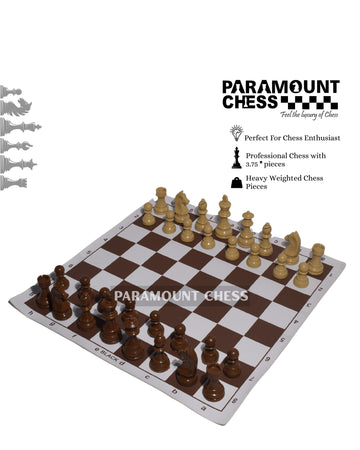 ♟️ 3.75" Super Weighted Staunton Plastic Chess Pieces with 18" Brown Chess Mat