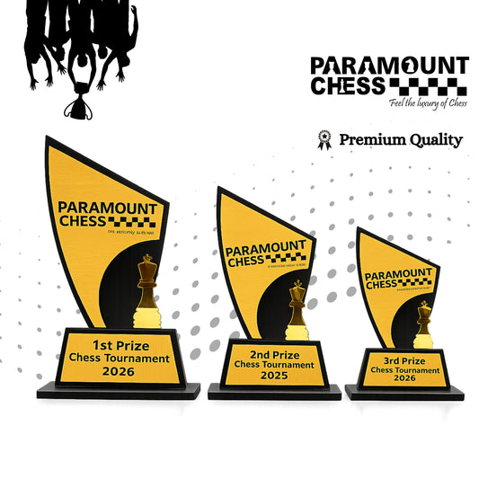 (WT-2639)🏆 Paramount Victory Trophy Series ♟️✨–🏆 Set of 3 Premium Chess Tournament Trophies – 1st, 2nd & 3rd Prize Award Set