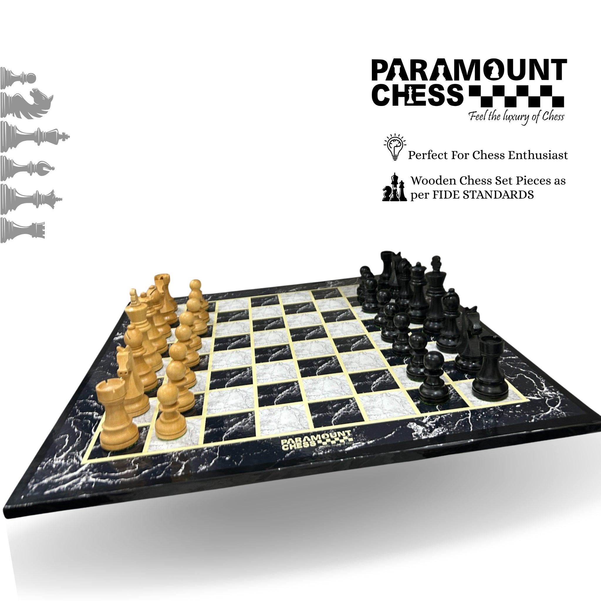 Wooden Laminated 19" Chess Board Game Set - Handcrafted with 3.75" Wooden Chess Pieces