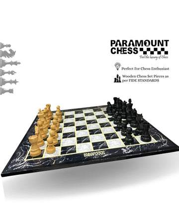 Wooden Laminated 19" Chess Board Game Set - Handcrafted with 3.75" Wooden Chess Pieces