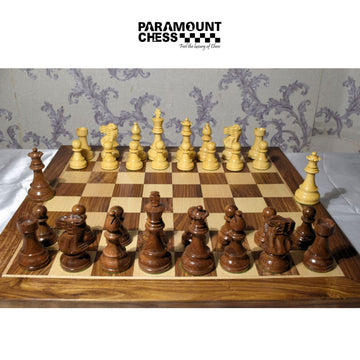 21" Grandmaster Luxury Wooden Chess Set ♟️ | Sheesham & Maple Board | 3.75" Supreme Pieces | 2 Extra Queens | Velvet Pouch