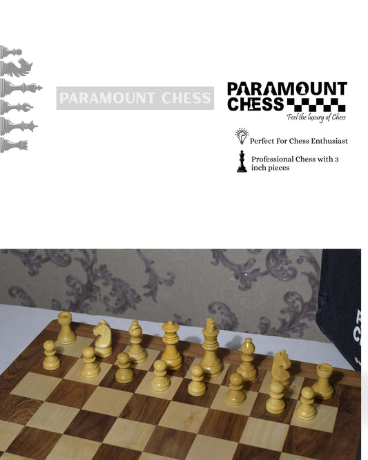 16" x 16" Wooden Folding Chess Game Board Set + Wooden Chess Pieces (Large Size)