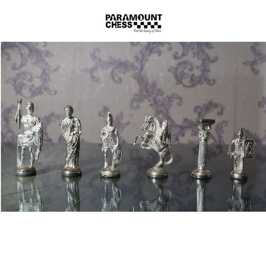 ♟️ Paramount Roman Brass Metal Chess Pieces Set | Copper & Silver Finish | Premium Luxury Staunton Style | Without Board