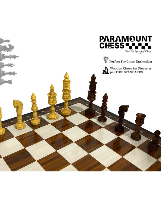 ♟️ Wooden Laminated 19″ Chess Board Game Set with 4.5″ Lotus Design Wooden Chess Pieces 🎯