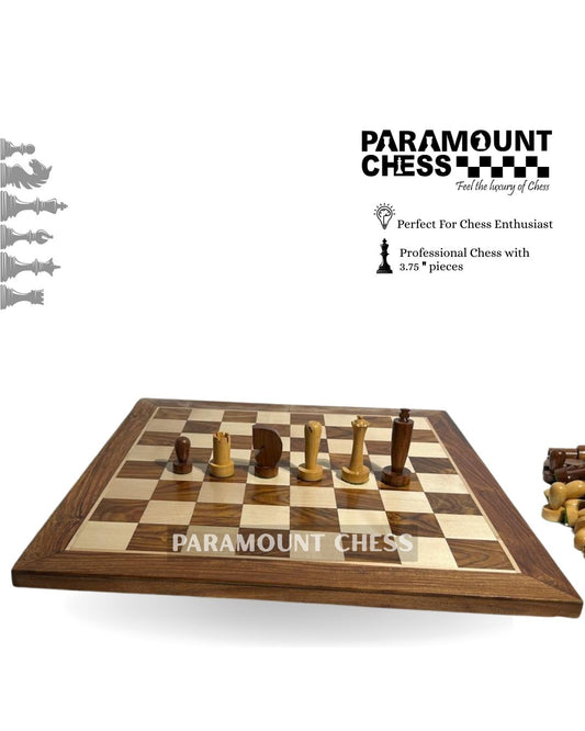 ♟️👑 Berliner 19th Century Series Chess Set – 3.75″ King Size 👑♟️  With 21″ Grandmaster Wooden Chess Board