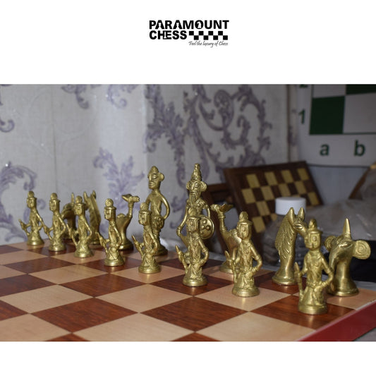 ✨ 16" Borderless Bud Rose Wood Luxury Chess Set | Brass Tribal Chess Pieces with Velvet Pouch | Premium Collector Edition ♟️🌳