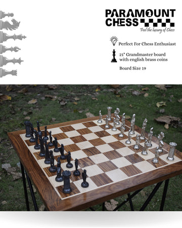 ♟️✨ Premium English Brass Collection 21" Wooden Chess Set | Handcrafted Rosewood, Maplewood & Brass Pieces | Luxury Chess Board Set