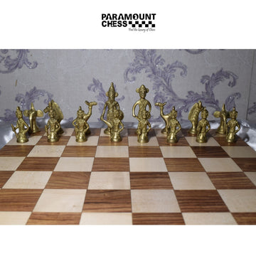 ♟️ 16" Borderless Luxury Chess Set – Premium Chess Board with Brass Chess Pieces & Velvet Pouch ✨