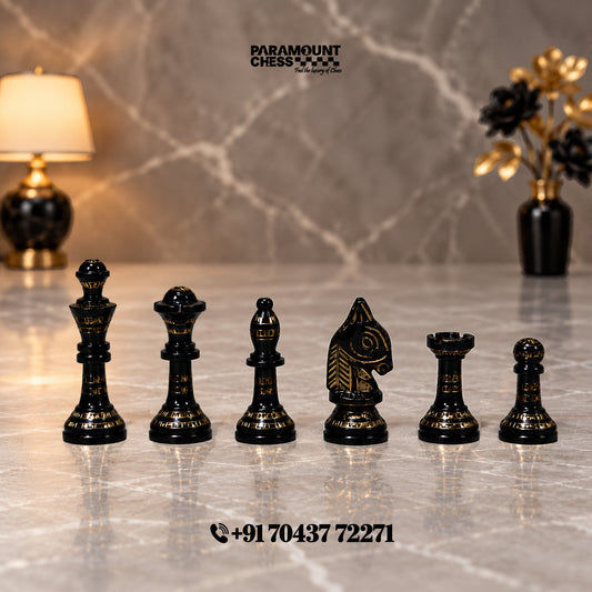 Stauntion Brass Vintage Chess Pieces (Gold / Black) – 2.5 Inch King Height