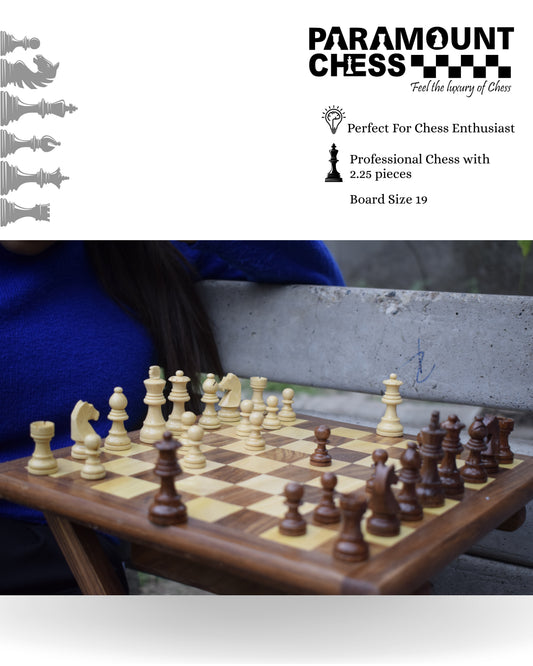 ♟️ Premium 12" Wooden Chess Table with Drawer | Sheesham & Maple Wood | 2.25" Wooden Chess Pieces