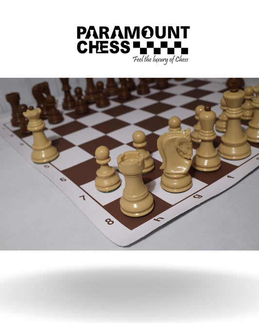 18” / 20” Brown Chess Mat ♟️ | 3.75” Russian Style Super Weighted Plastic Pieces 🏆 | 2 Extra Queens ♛ | Complete Set with Chess Bag 🎒 & Mat Pouch