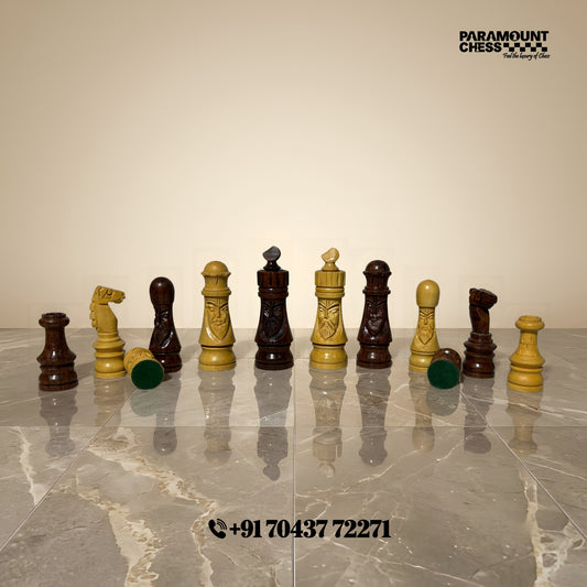 Face Series ♟️ | 3" King Size Handmade Wooden Chess Pieces Set | 32 Chessmen | Professional Design | Velvet Carry Pouch Included 🎒
