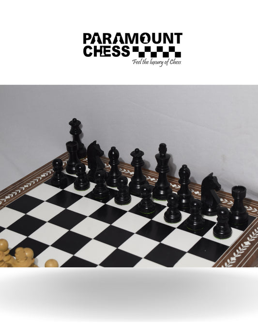 18 Inch Foldable Black-white Inlay chess Board with 3.75 Inch Wooden chess pieces