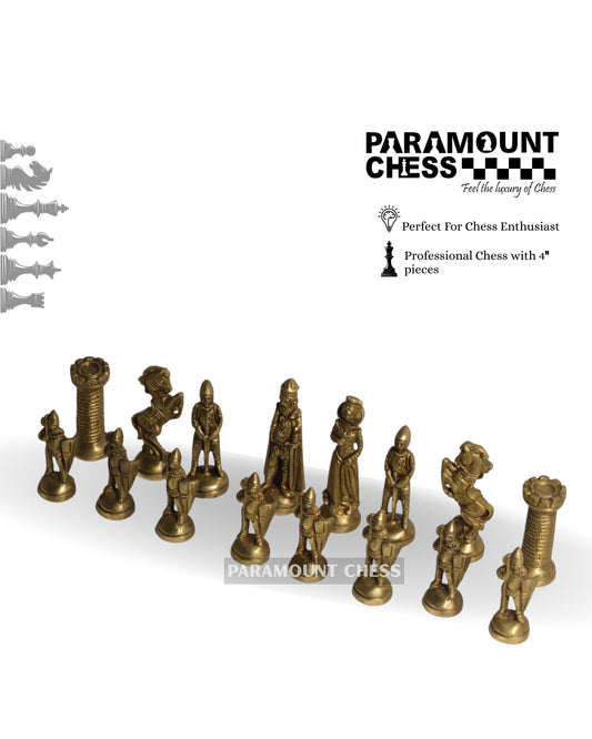 👑 English Elite Luxury Series – 4" King Size Heavy-Weighted Brass Chess Pieces ♟️