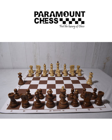 18” / 20” Brown Chess Mat ♟️ | 3.75” Russian Style Super Weighted Plastic Pieces 🏆 | 2 Extra Queens ♛ | Complete Set with Chess Bag 🎒 & Mat Pouch