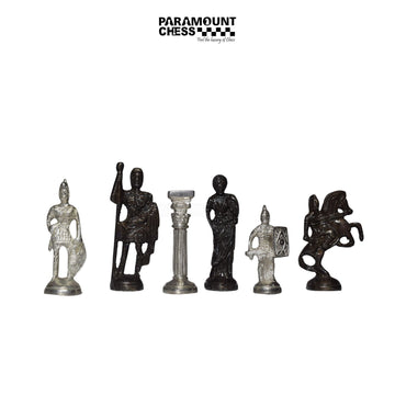 🏛️ Paramount Roman Brass Metal Chess Pieces Set – Premium Silver & Black Finish | Luxury Decorative & Gifting Collection (Without Board) ♟️