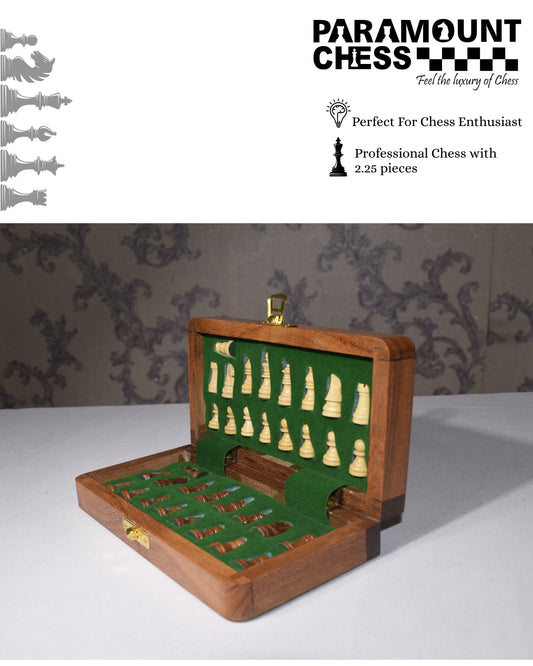 🌟 7-Inch Wooden Drawer Chess Set with Velvet Carry Pouch | Premium Handcrafted Mini Set ♟️✨