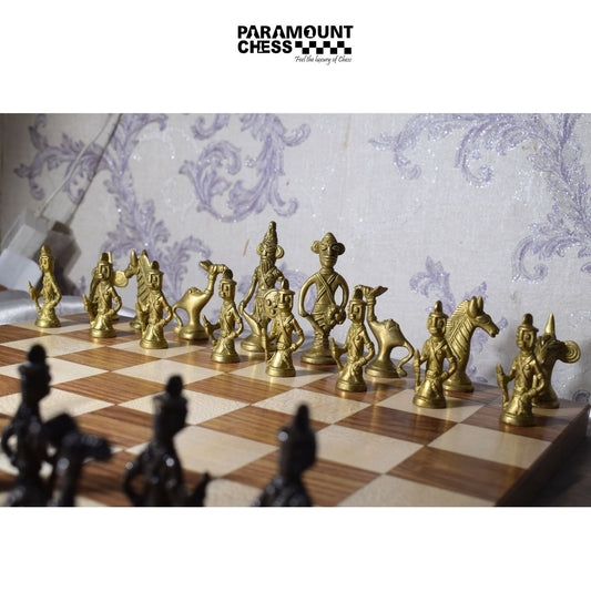 ♟️ 16" Borderless Luxury Chess Set – Premium Chess Board with Brass Chess Pieces & Velvet Pouch ✨