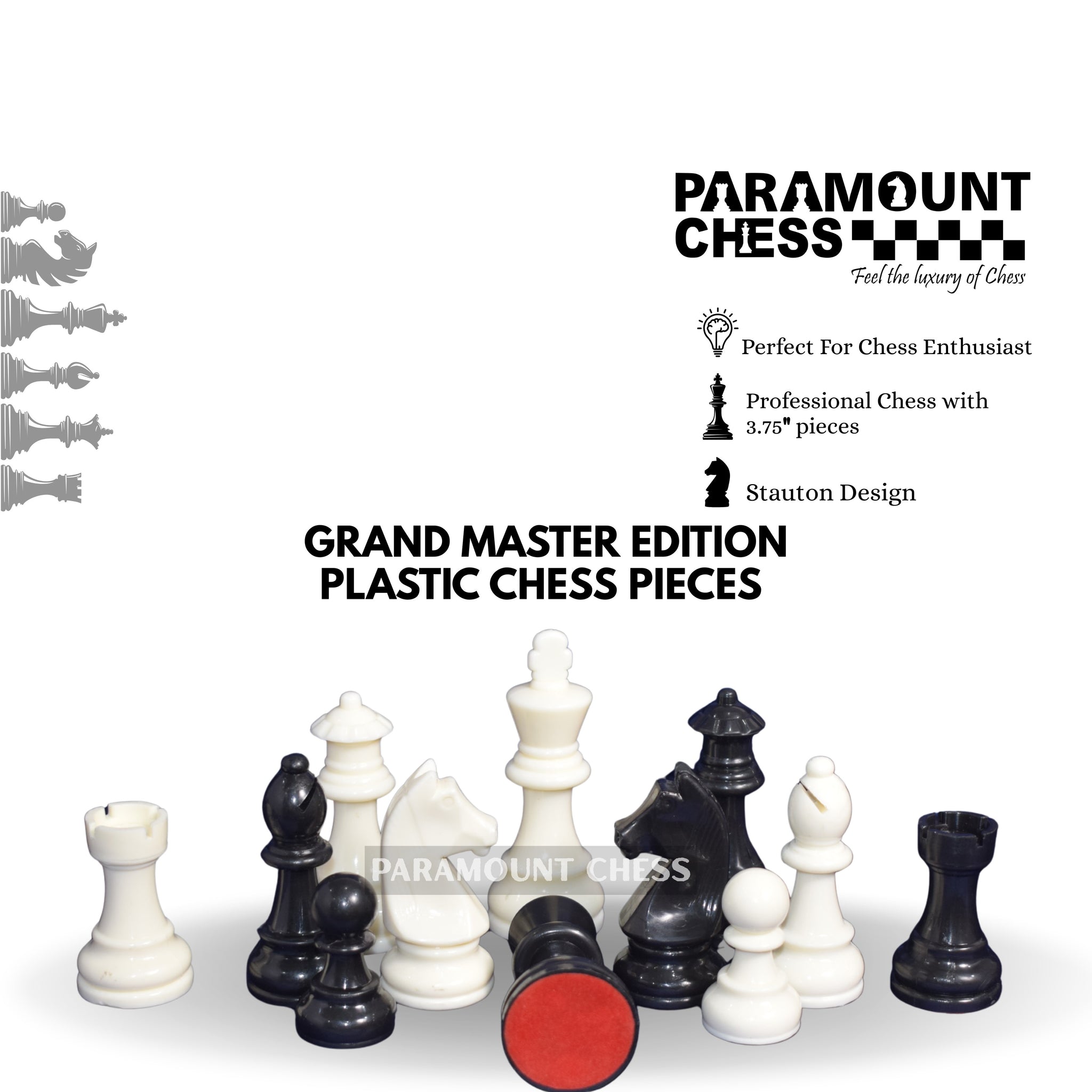 Grand Master Edition Standard Vinyl Chess Pieces with 2 Extra Queens (Without Chess Mat)