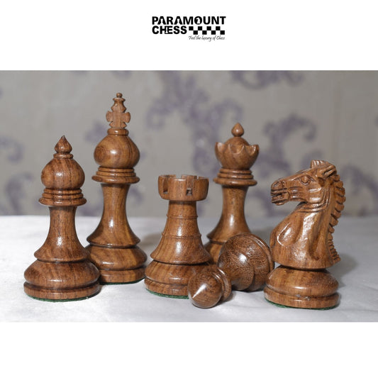 The Taj Series Royal ♟️ | 3.75" King Size Wooden Chess Pieces Set | 32 + 2 Extra Queens ♛ | Premium Finish with Velvet Carry Pouch 🎒