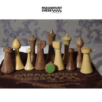 Minimalist Hermann Ohme Design ♟️ | 3.75" King Size Wooden Chess Pieces Set | 32 + 2 Extra Queens ♛ | Premium Finish with Velvet Carry Pouch 🎒