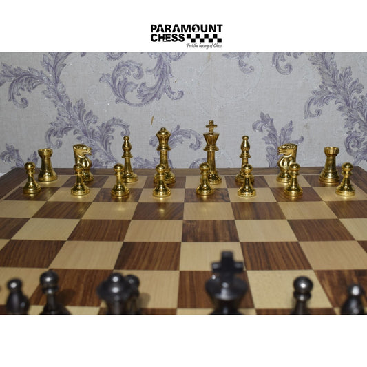 🏆 21" Grandmaster Luxury Wooden Chess Set | Sheesham & Maple Wood Chess Board with 3.5" French Lardy Brass Chess Pieces | Heavy Weighted Premium Collection with Velvet Pouch ♟️👑🌳✨